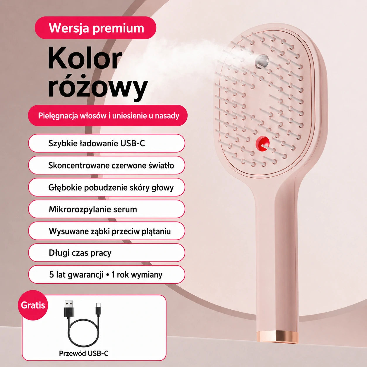 💖💨 Grzebień ze spryskiwaczem — jedno naciśnięcie pomaga rozczesać włosy i zapobiega ich plątaniu.
