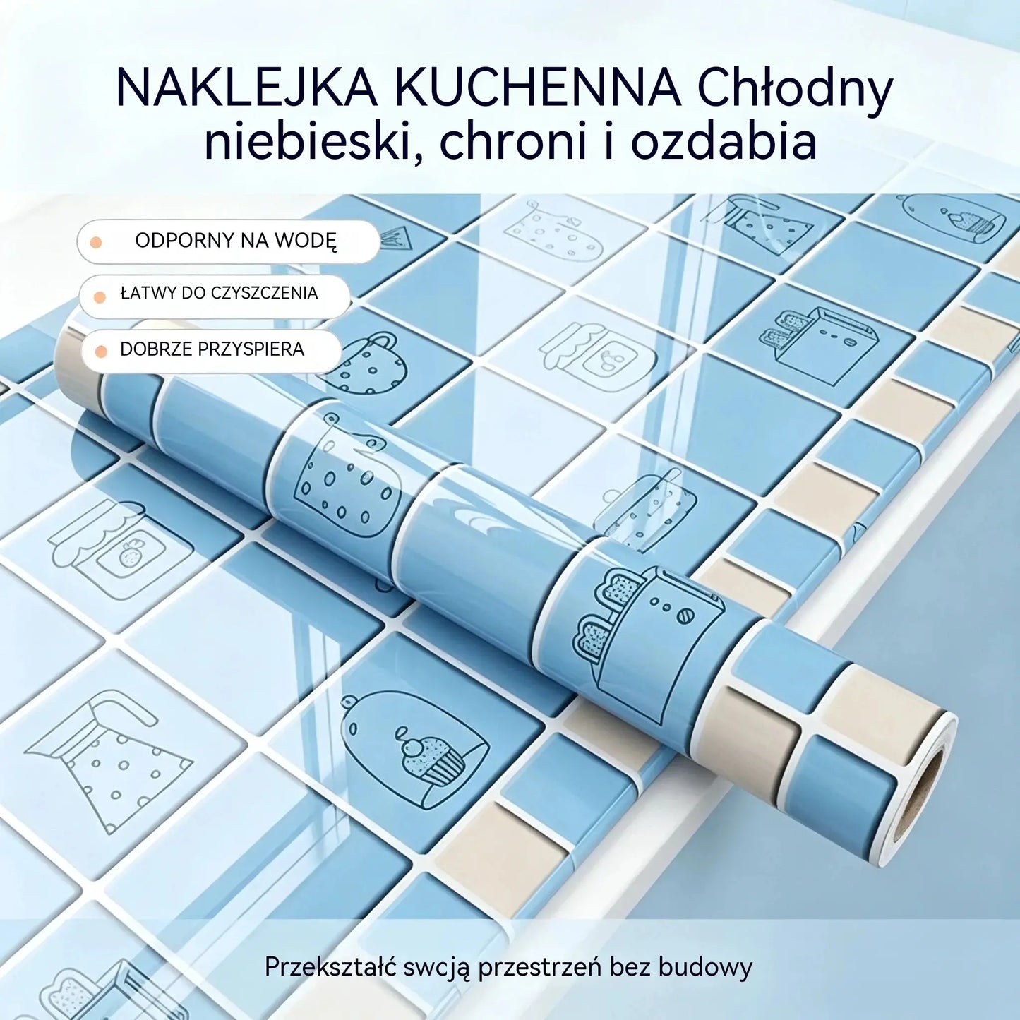 Naklejki odporne na olej do kuchni, wodoodporna tapeta samoprzylepna, zabezpieczenie blatu.