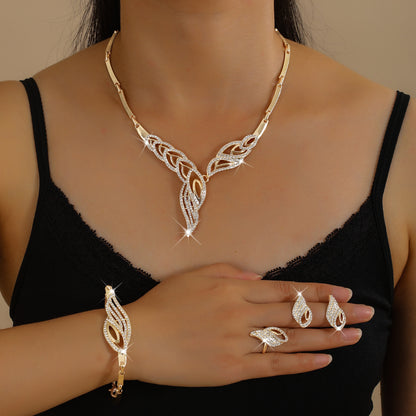 💖🔥【Pierścionek + Bransoletka + Kolczyki + Naszyjnik】✨Zestaw biżuterii w stylu boho, kreatywny i niepowtarzalny, styl minimalistyczny.
