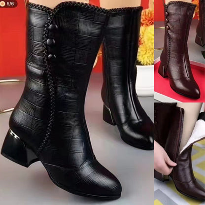 🍂【35-40】2025 nuevas botas de cuero de cachemira de otoño e invierno.