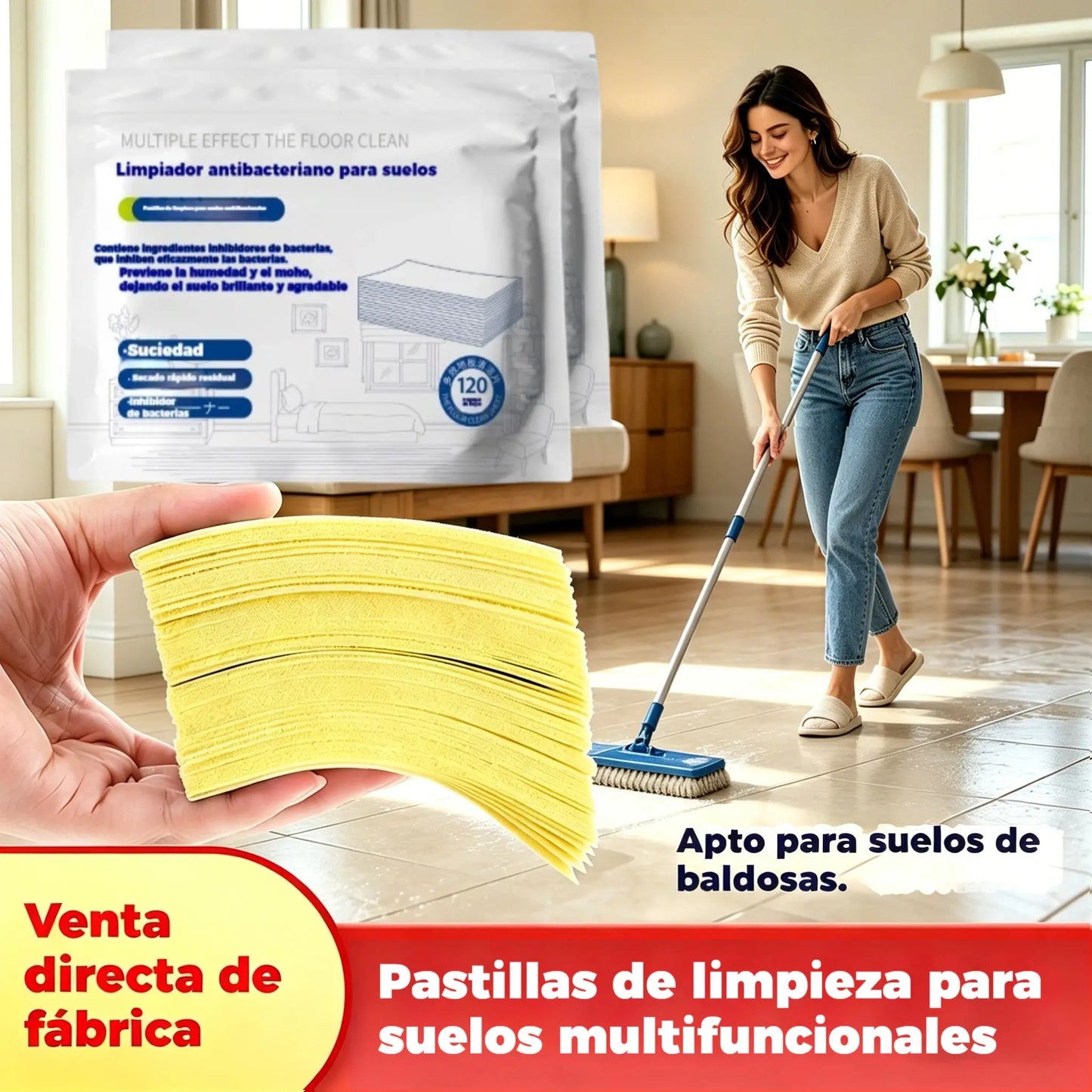 240 unidades de pastillas limpiadoras multiusos antibacterianas y desodorizantes | Aptas para madera dura, suelos laminados, azulejos y paredes de autocaravana