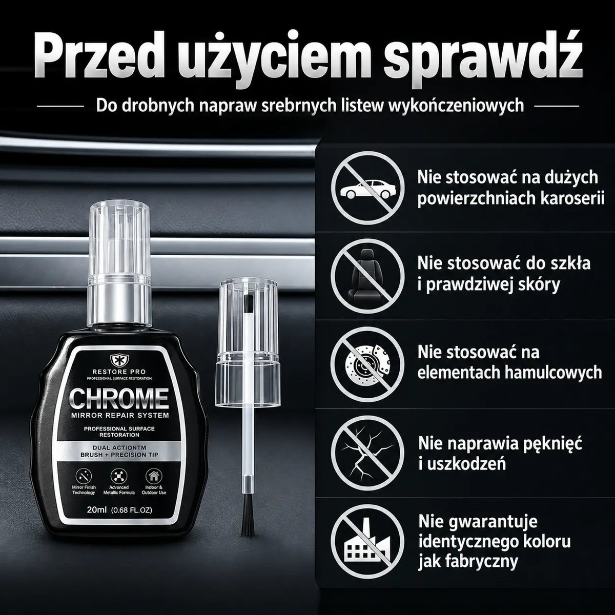 Zestaw do renowacji chromu – usuwa warstwę utlenienia i przywraca metalowym powierzchniom idealny połysk | Wysoka jakość