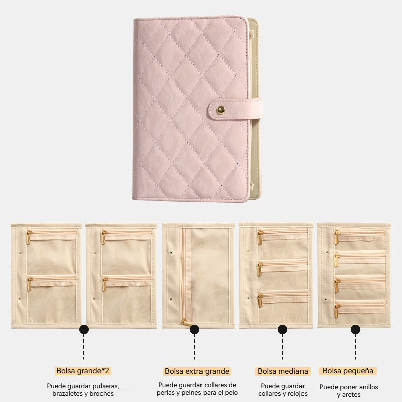 🔥 Ofertas Irresistibles -50% 🔥 Elegante bolso organizador de joyas portátil con estampado de cuadros.