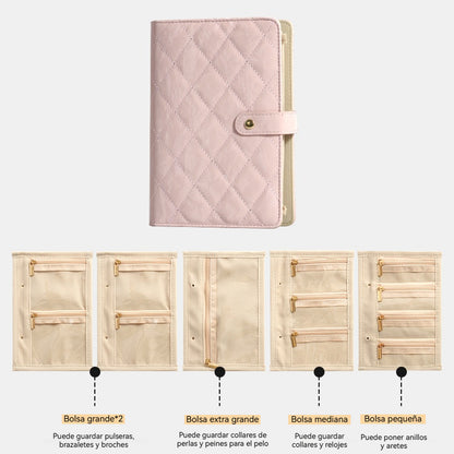 🔥 Ofertas Irresistibles -50% 🔥 Elegante bolso organizador de joyas portátil con estampado de cuadros.