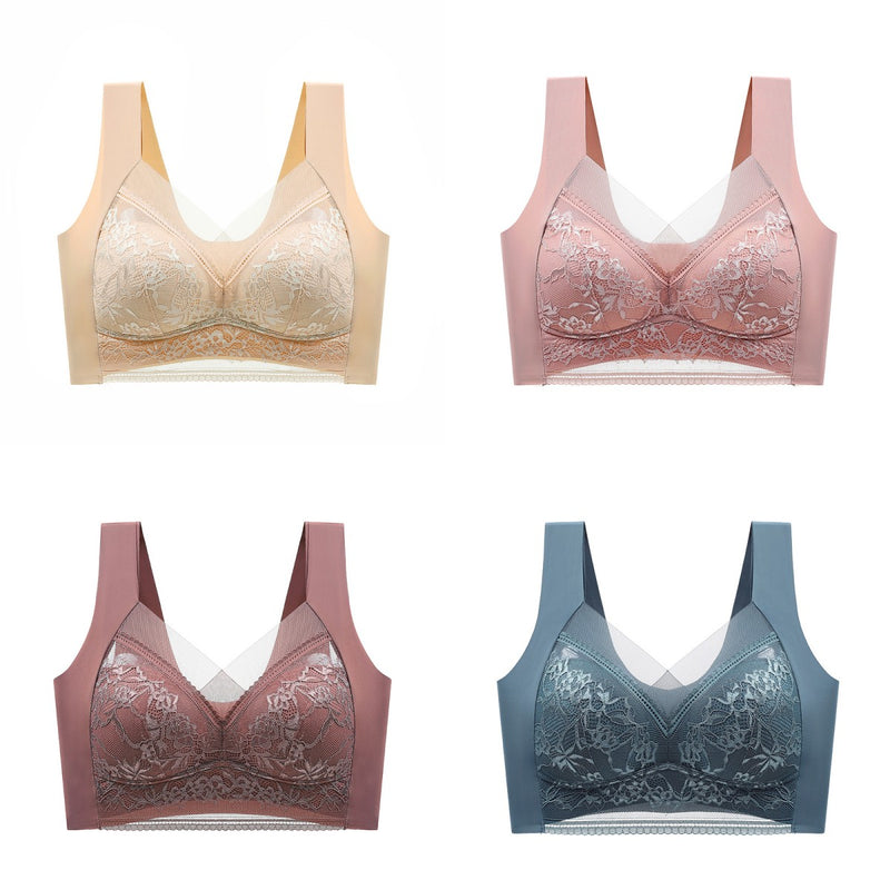 👙✨【Zestaw 4 szt.】Wygodne bezszwowe biustonosze damskie z elegancką koronką