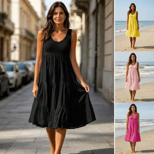 👗 【S-5XL】 Jednobojna ravna haljina ✅️ Plaćanje pouzećem