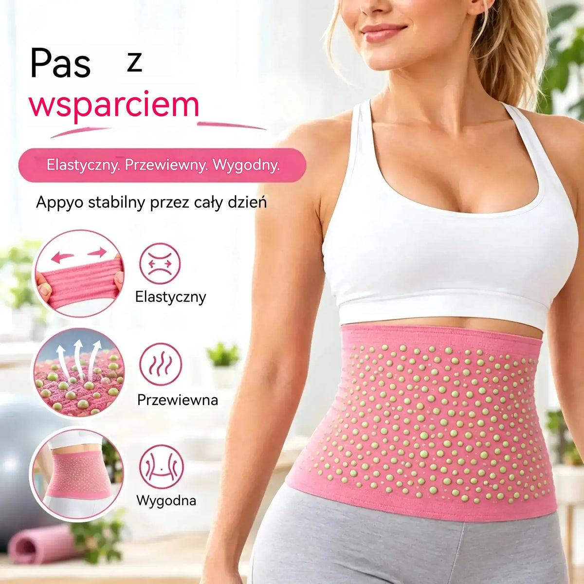 【40–105 KG】Pas lędźwiowy wspierający Derong z piołunem: odporny na wysokie i niskie temperatury, z funkcją samonagrzewania; odpowiedni do noszenia podczas ćwiczeń.