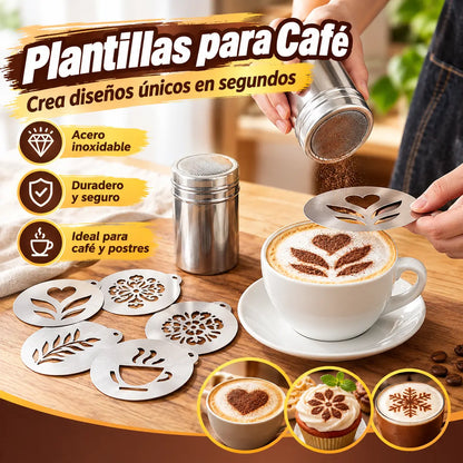 ☕ Plantillas de acero inoxidable 304 para decorar café y latte art