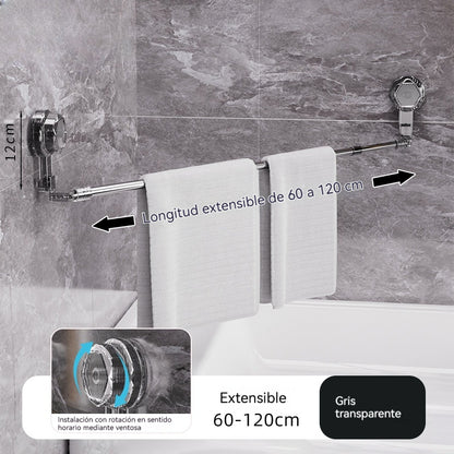 🚿✨【¡Compra 1 y llévate otro gratis】 Barra de toalla con ventosa ajustable: no requiere perforar, no daña y tiene un agarre cómodo.