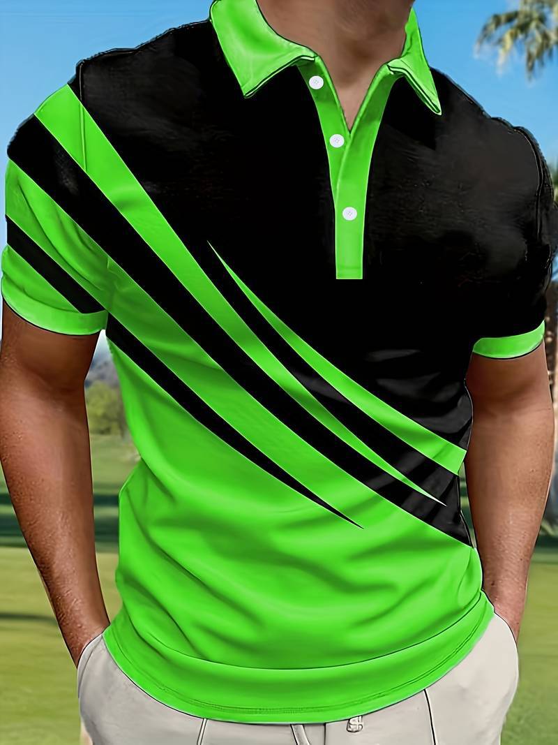 🔥【Плащане при доставка】👔Мъжка нова лятна тениска POLO с 3D принт（S-6XL）