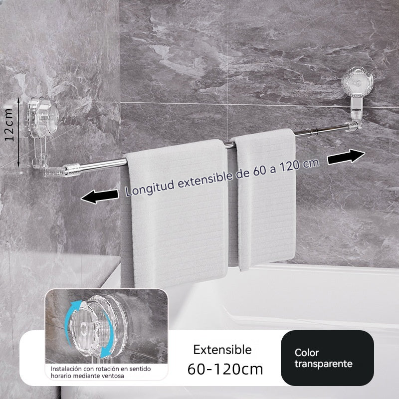 🚿✨【¡Compra 1 y llévate otro gratis】 Barra de toalla con ventosa ajustable: no requiere perforar, no daña y tiene un agarre cómodo.