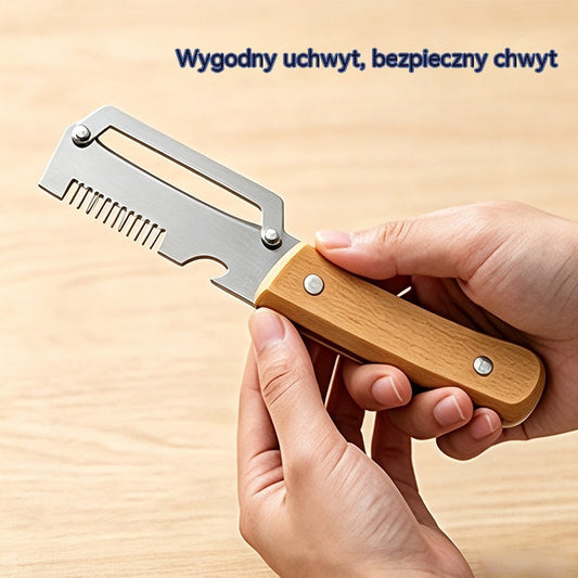 ✅Kup 1, drugi gratis (2 sztuki) 🧅🔪 Wielofunkcyjna obieraczka kuchenna 3 w 1: obiera, kroi i otwiera butelki! 🔥