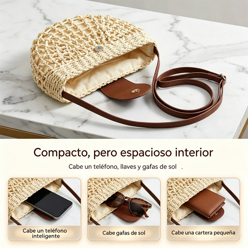 👜 ¡OFERTA LIMITADA 50% DE DESCUENTO! ✨ Bolso bandolera tejido estilo boho, elaborado a mano, correa regulable y muy ligero ✨