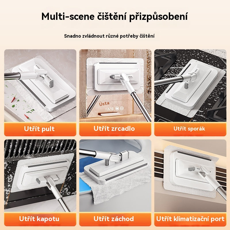 50% OFF【Sada 4 kusů】💦Multifunkční mop s klipem na hadřík, nový mop do domácnosti, který nevyžaduje mytí✅