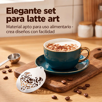 ☕ Plantillas de acero inoxidable 304 para decorar café y latte art