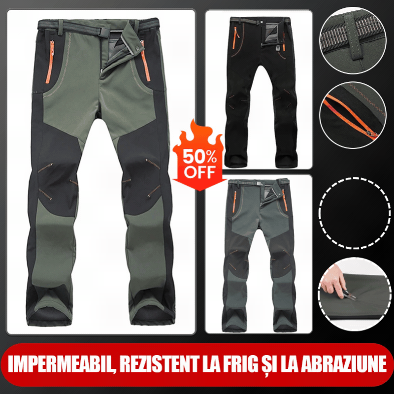 🔥[50% отстъпка][S-5XL] Мъжки водоустойчиви и ветроустойчиви дишащи меки туристически панталони, дебели топли вълнени панталони за спорт на открито