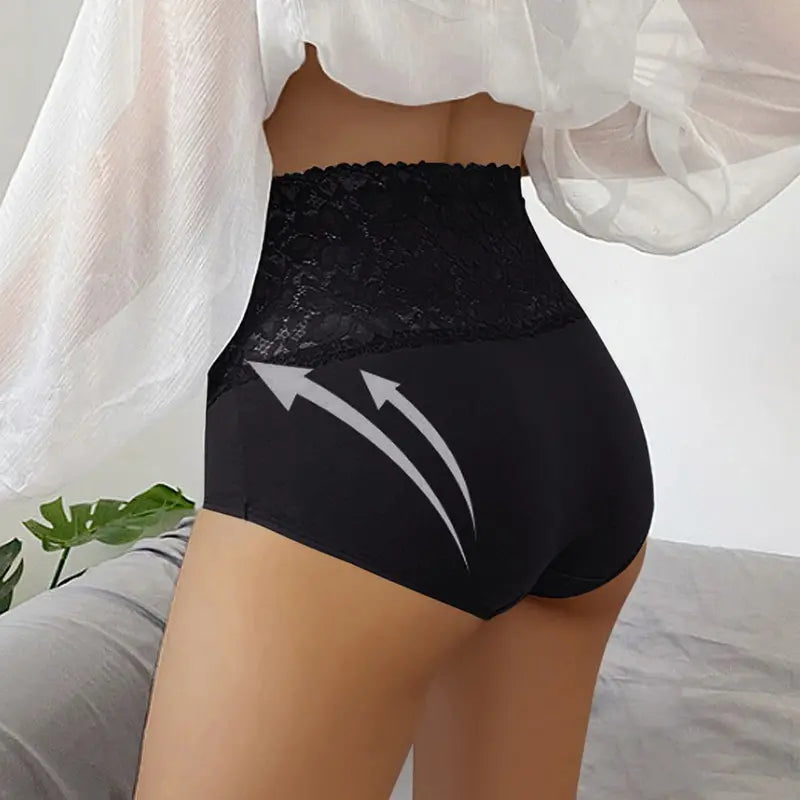 🔥【6 sztuk】👙Antybakteryjne bawełniane koronkowe majtki z wysokim stanem