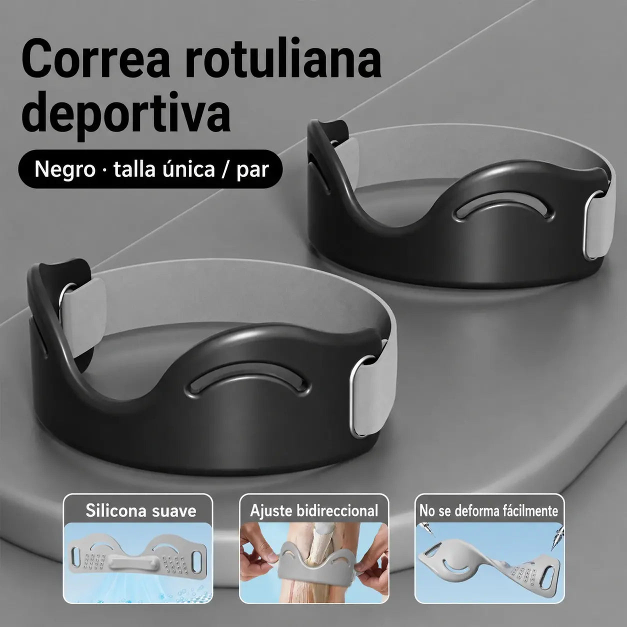 【4 pares por 27 €】Correa de silicona para la rótula de la rodilla: absorbe los impactos y proporciona soporte transpirable 🦵