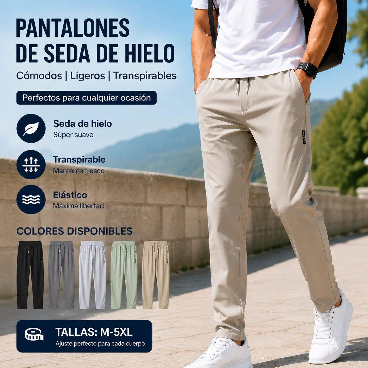🔥😎 【M-5XL】Nuevos pantalones casuales elásticos para hombre 2026, cómodos y con estilo.