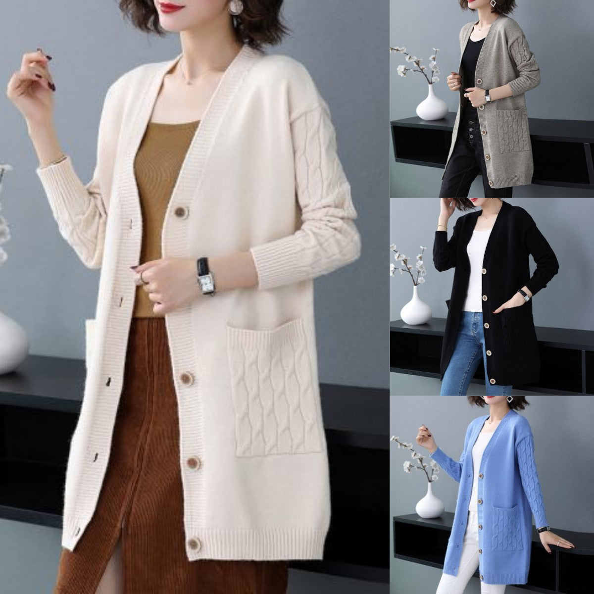 ✨🎀【40-110kg】Chaqueta de punto de talla grande. Suéter de punto grueso y holgado para mujer – Nueva colección de Primavera/Otoño. ✅️Pago contra reembolso