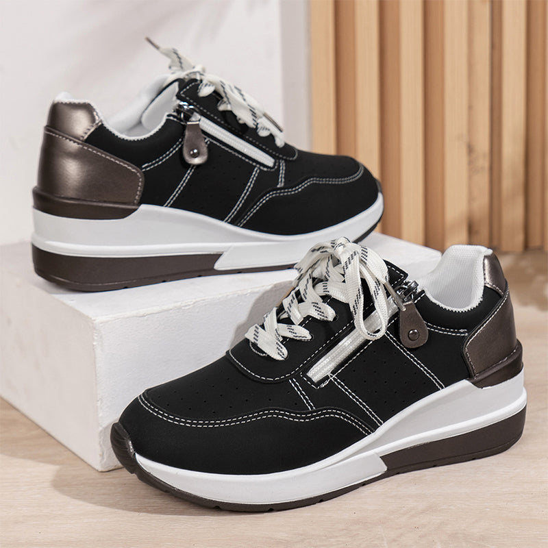 🔥 ¡Último día! 50% de DESCUENTO – Zapatillas modernas y cómodas con cremallera lateral y suela gruesa para mujer.