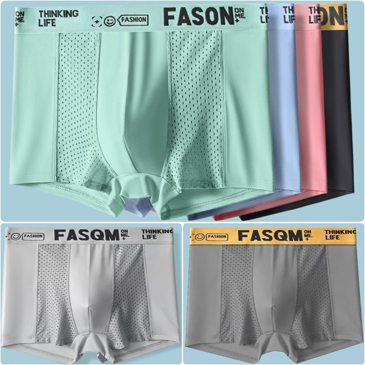 💥👍【Compre 3 y obtenga 3 gratis】Calzoncillos bóxer de malla transpirable de seda helada para hombre