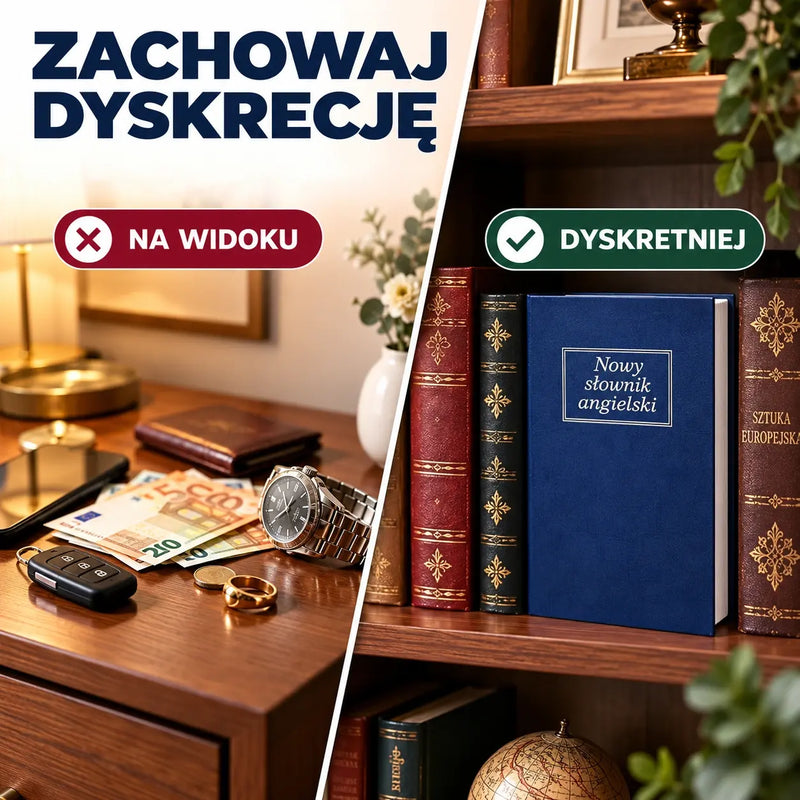 Ukryty sejf w kształcie książki – dyskretna skrytka na pieniądze i kosztowności