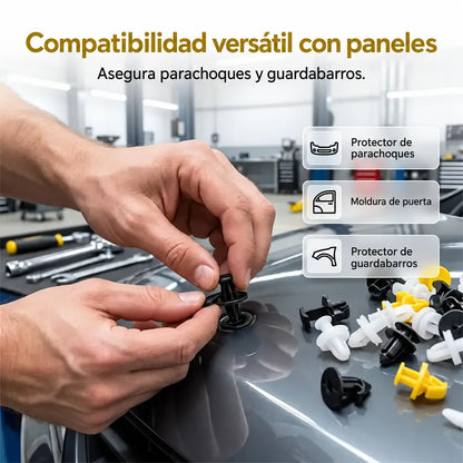 🚗(1 paquete contiene 150 unidades)🔧 Juego de clips de plástico universales para varillas de soporte de amortiguadores de coche