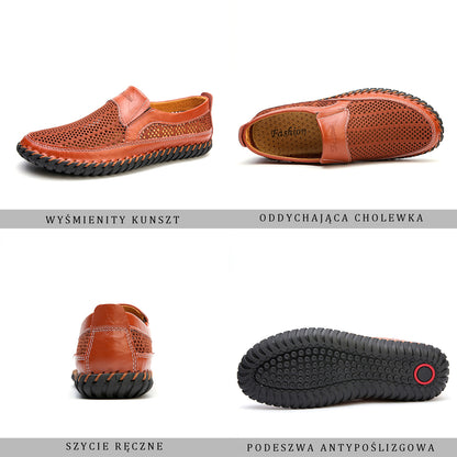 【38-48】👞Нови мъжки обувки от мрежеста кожа за пролет и лято – големи размери, естествена говежда кожа, устойчиви на пот и неприятни миризми, дишащи и удобни