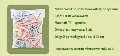 【Oferta specjalna tylko dziś: 50% zniżki】100 sztuk wielorazowych, elastycznych osłonek foliowych dopuszczonych do kontaktu z żywnością