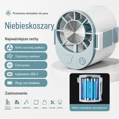🔥【Kup 1, odbierz 1 gratis】🌀 Mini wentylator o dużej mocy, przypinany do paska.