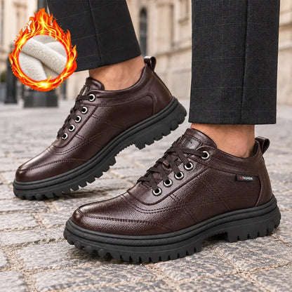 🔥Nowość Oferta specjalna: 50% zniżki🔥【Rozmiary 39-44】2026 Nowe męskie zimowe, ciepłe, grube, skórzane buty z prawdziwej skóry
