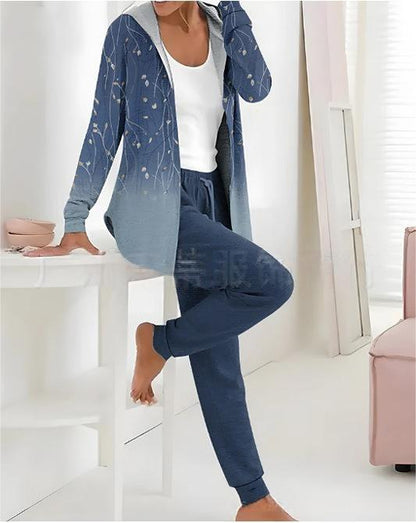 【🏆️Producto más vendido】🔥Nuevo estilo Otoño Invierno estampado casual conjunto de dos piezas manga larga + pantalones largos