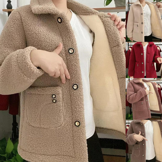 💥🔥☃️Chaqueta cálida para mujer 2025, nueva moda, terciopelo, imitación de lana de cordero gruesa.