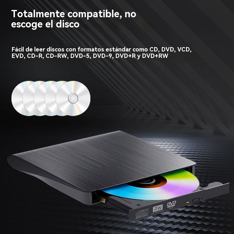 📢📢 !50% de descuento! 💿💻 Unidad externa de CD/DVD: Plug & Play, portátil y compatible con Mac/Windows
