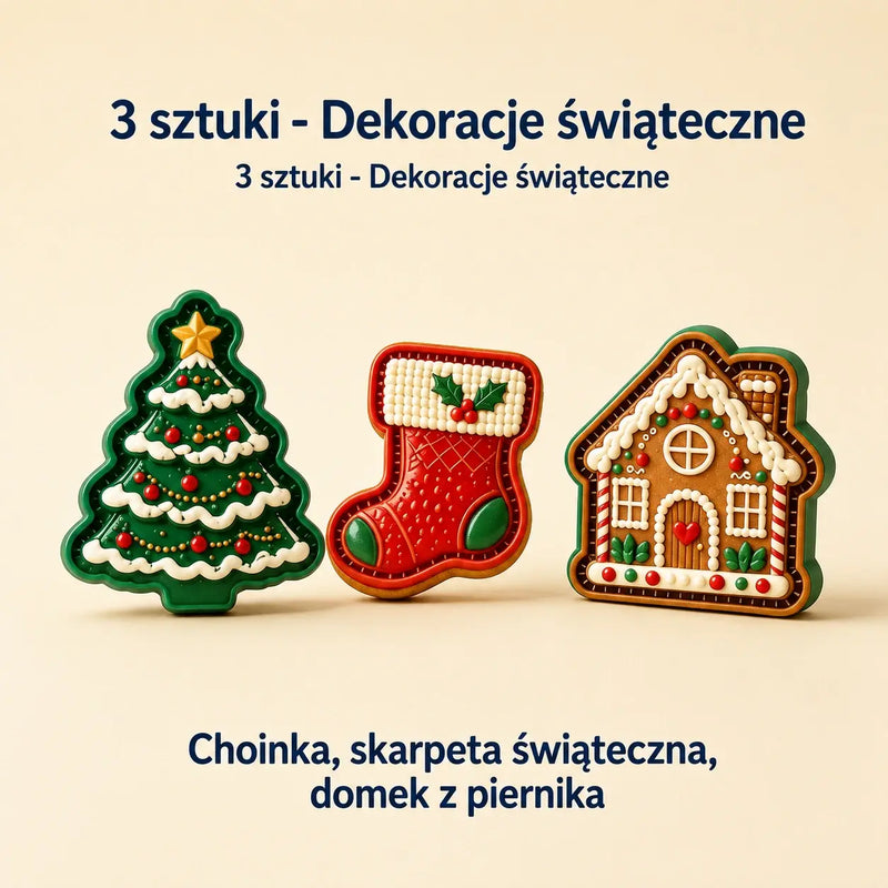 【1 zestaw – 3 sztuki 】 Zestaw mini foremek do świątecznych wypieków z 9 wzorami | 🫎 Wielorazowe foremki z tłoczonym wzorem do tworzenia szczegółowych świątecznych ciasteczek i dekoracji w kształcie Świętego Mikołaja, bałwanka, renifera oraz choinki