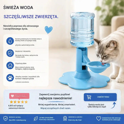 Automatyczny dozownik wody dla zwierząt – grawitacyjna, samonapełniająca się miska na wodę dla psów i kotów