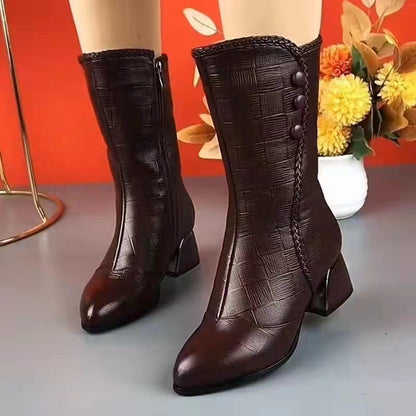 🍂【35-40】2025 nuevas botas de cuero de cachemira de otoño e invierno.