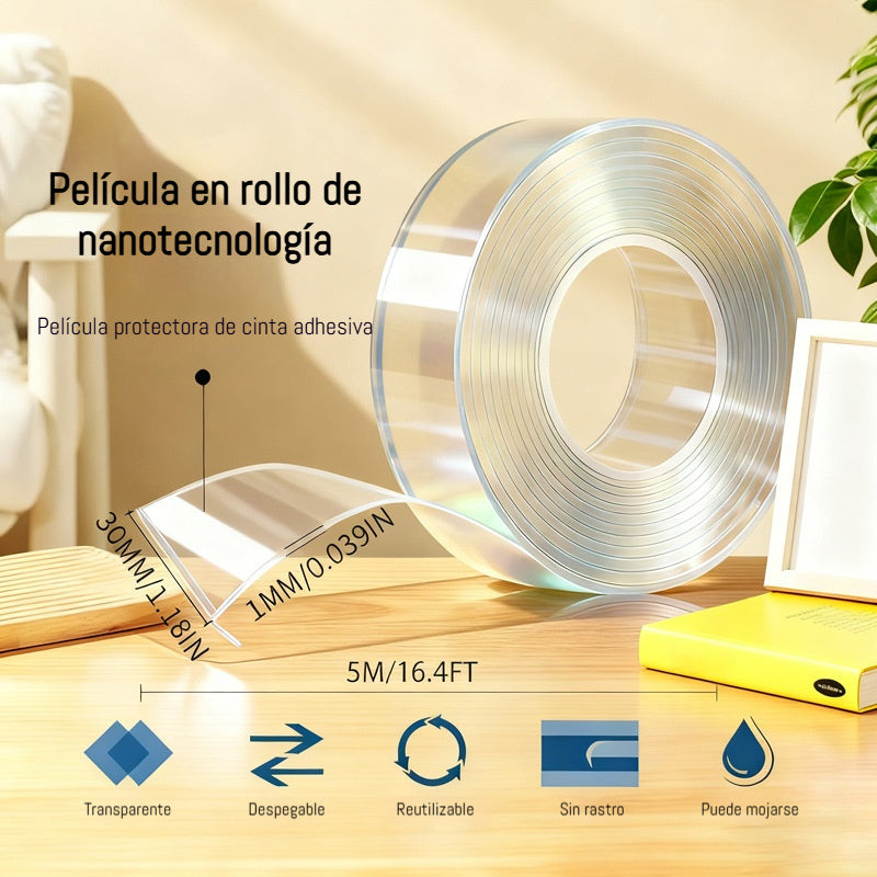 💧【2 piezas】Cinta adhesiva nano de doble cara de alta adherencia, cinta acrílica transparente, impermeable y resistente al polvo