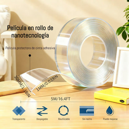 💧【2 piezas】Cinta adhesiva nano de doble cara de alta adherencia, cinta acrílica transparente, impermeable y resistente al polvo
