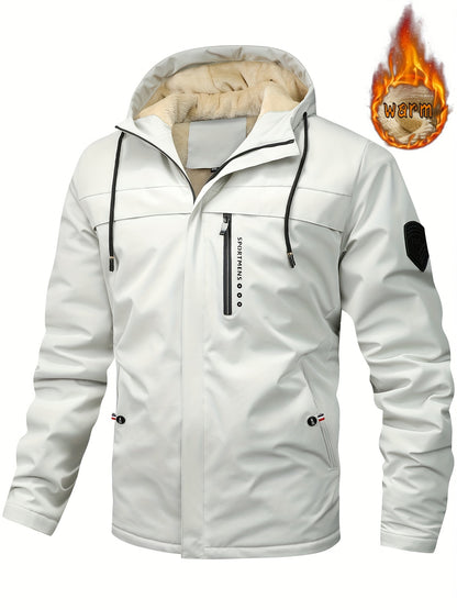 🧥🔥【XS-XL】Chaqueta con capucha de forro polar cálido para hombre Chaqueta de invierno al aire libre Chaqueta impermeable