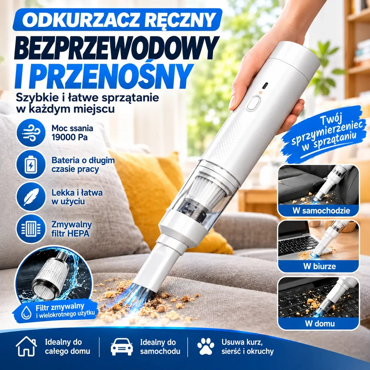 【Zestaw 7-częściowy】 Supermocny odkurzacz ręczny i przenośna dmuchawa do kurzu