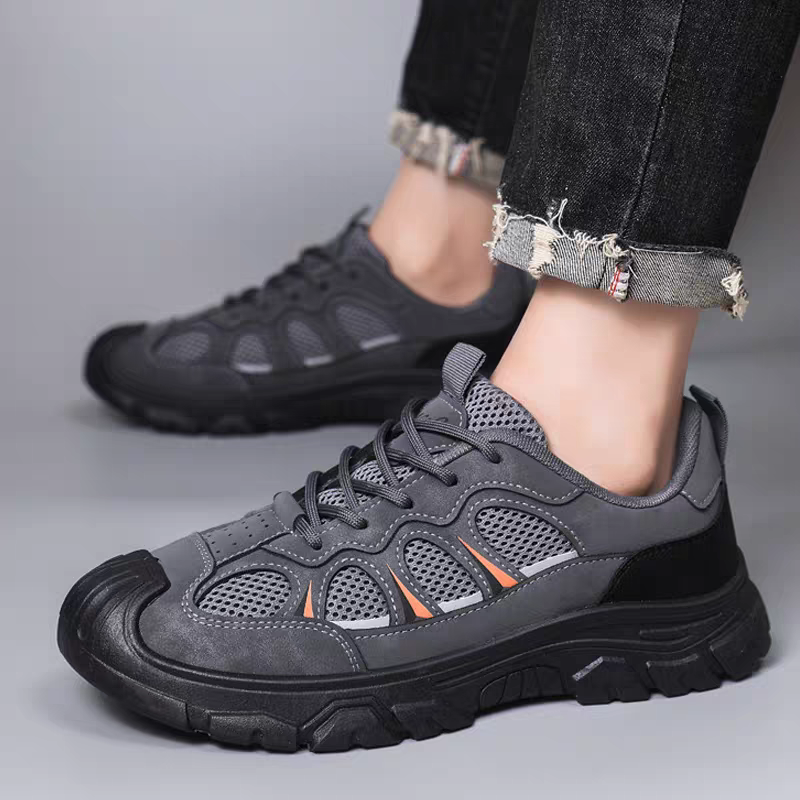 Męskie letnie sneakersy z oddychającą siateczką – sportowe buty casual z miękką podeszwą ortopedyczną, antypoślizgowe, pomagające łagodzić ból stóp