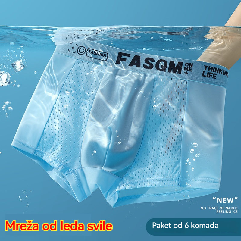 💥👍【Compre 3 y obtenga 3 gratis】Calzoncillos bóxer de malla transpirable de seda helada para hombre