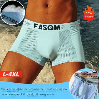 💥👍【Compre 3 y obtenga 3 gratis】Calzoncillos bóxer de malla transpirable de seda helada para hombre