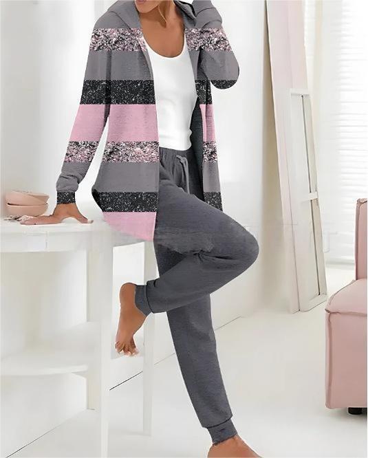 【🏆️Producto más vendido】🔥Nuevo estilo Otoño Invierno estampado casual conjunto de dos piezas manga larga + pantalones largos