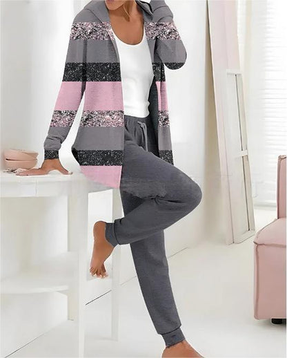 【🏆️Producto más vendido】🔥Nuevo estilo Otoño Invierno estampado casual conjunto de dos piezas manga larga + pantalones largos