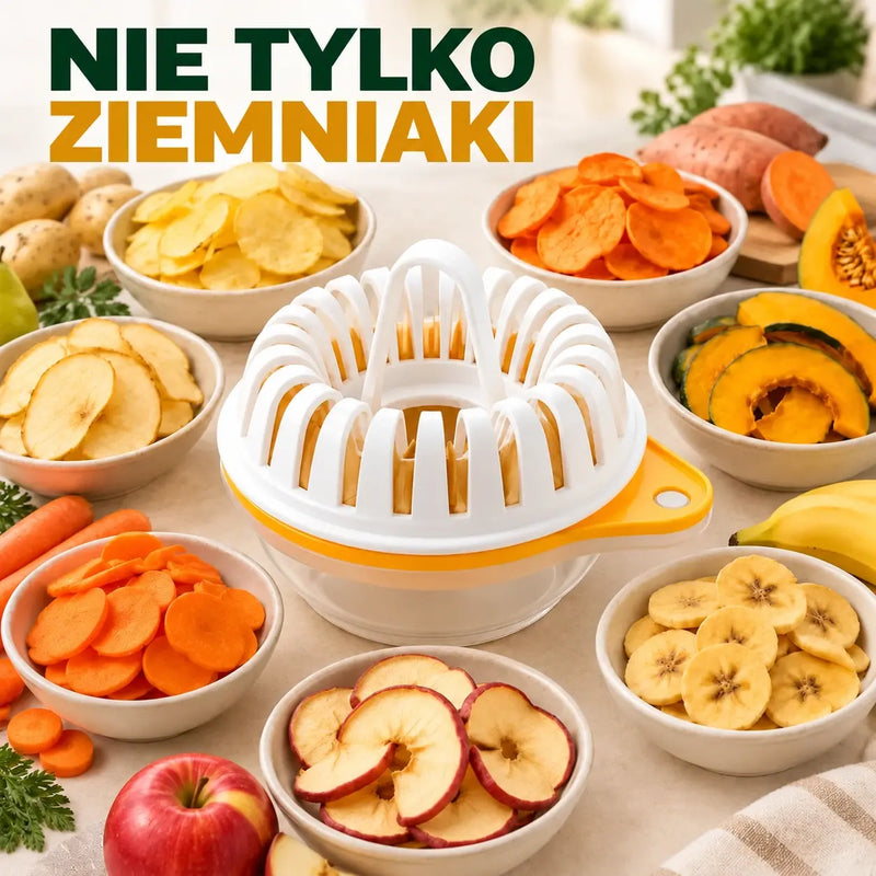 Zestaw do przygotowywania chrupiących chipsów ziemniaczanych w mikrofalówce, z krajalnicą i miską – domowe przekąski bez oleju