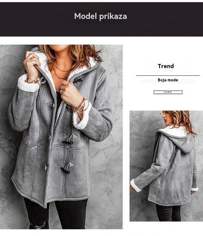 🥼🐏💖【Zimska novost 50% popusta】【S-5XL】2025 Modna i topla ženska jakna od antilopa sa flis podlogom, zimska jaknaza slobodno vrijeme