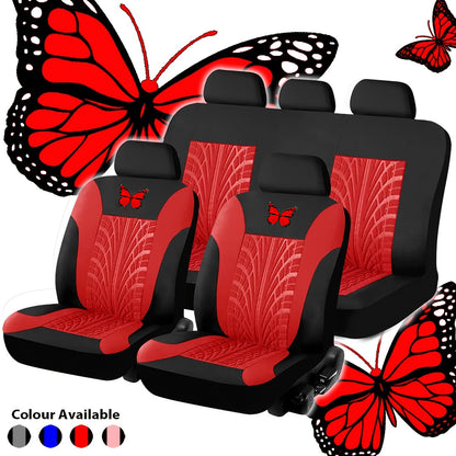 🦋 Univerzalni komplet presvlaka za autosjedalice s izvezenim crvenim leptirima